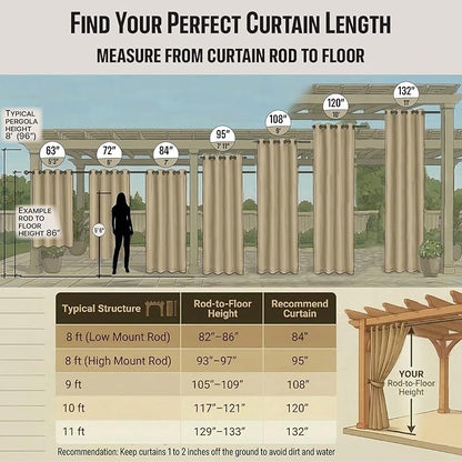 DIVA EN CAMINO DEC Outdoor Patio Curtain Waterproof Darkening Thermal Insulated - Image 3