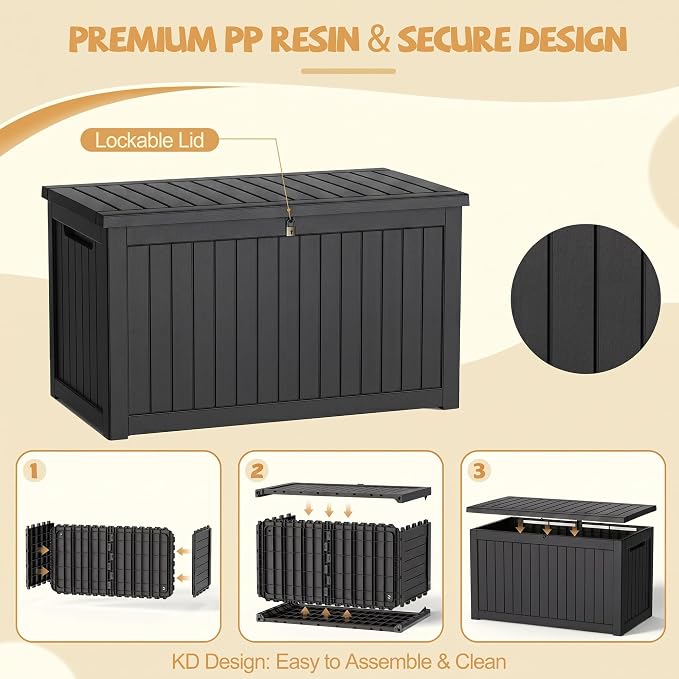 Outdoor Storage Box Waterproof, 300 Gal Gen 2 Resin Deck Box - Image 8