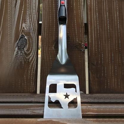 GRILL LIGHT Stainless Steel Lone Star Texas BBQ Grilling Spatula Turner with LED Flashlight - Thick Restaurant Grade Steel - Waterproof & Dishwasher Safe - Grill in the Dark
