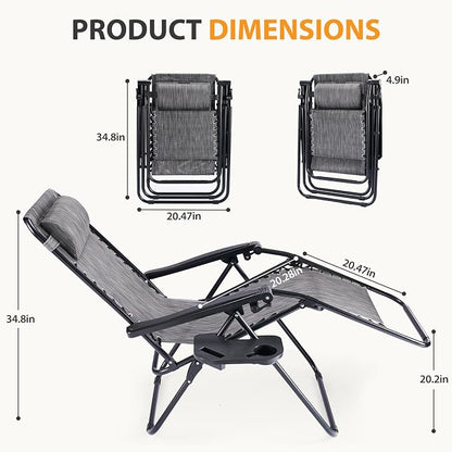 NEWBULIG Zero Gravity Chairs Set of 4, Folding Lounge Recliner Chair | Portable - Image 3