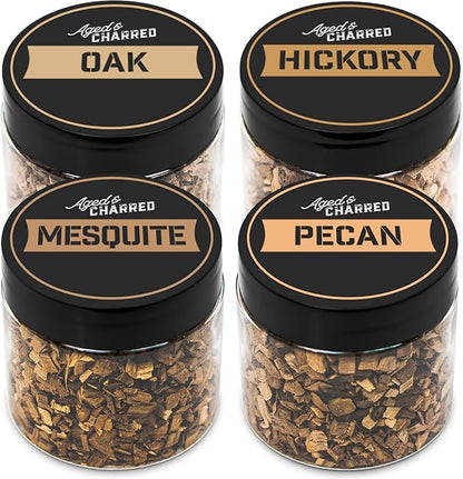 400 Cocktail Smoker Wood Chips - Bold Flavors Big Pack - Pecan, Hickory, Oak, Mesquite - Whiskey Smoker Wood Chips for Bourbon & Cocktail Smoker Kits