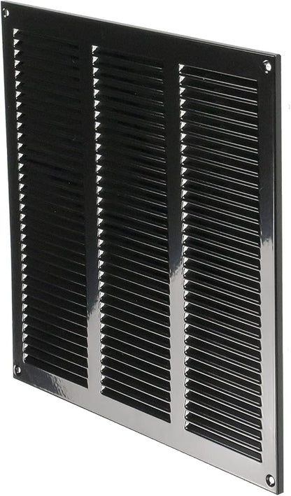 Repa Market 12x12 Inch Air Vent Cover/Black Galvanized Steel Louvered Grill Cover with Mesh Screen/Wall or Ceiling Vent/Durable Flush Mount HVAC Register for Indoor and Outdoor Ventilation