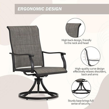 Outdoor 360-degree Swivel Dining Chairs Set of 4, Ergonomic Designed, Breathable - Image 6