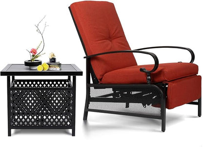 SUNCROWN Outdoor Recliner Chair Patio Adjustable Recliner Chair and Side Bistro by HOME