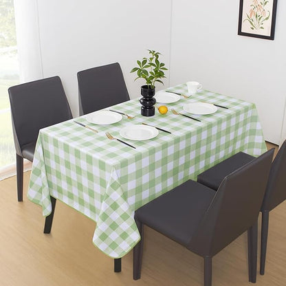 MOSAYT Rectangle Vinyl Tablecloth, 100% Waterproof Buffalo Gingham Plastic Table Cloth, Heavy Duty Wipeable Table Covers for Picnic, Outdoor, Camping - 54 x 120, Sage Green