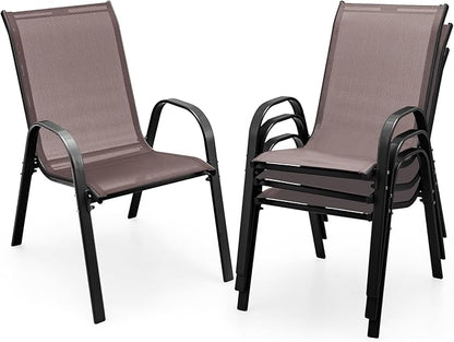 COSTWAY Patio Stackable Dining Chairs Set of 4 by COSTWAY