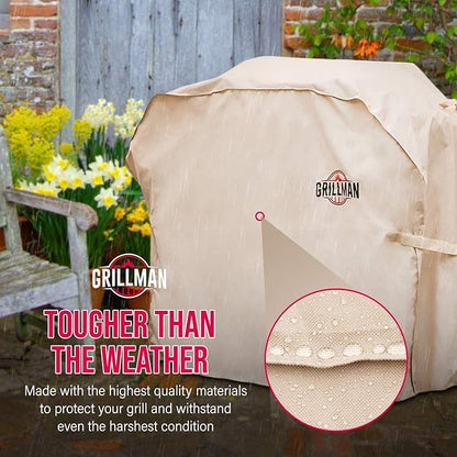 Grill Cover by Grillman, Tan, 72 Inch, BBQ Outdoor Grill Covers, Charcoal & Gas Grills, Waterproof, Rip-Proof, Weather-Resistant, Anti-UV, Barbecue Cover for Weber, Genesis, Charbroil, Nexgrill, etc