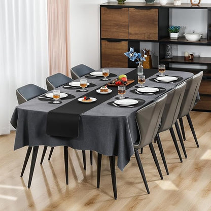 Placemats and Coasters, Washable Reversible Placemats Round Faux Leather Wipeable Place Mats Non Slip Heat Resistant Indoor Outdoor Table Mats (Set of 4, Black)