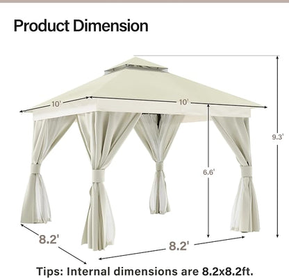 10'x10' Outdoor Gazebo with 50FT String Lights, Metal Heavy Duty Patio Canopy - Image 2