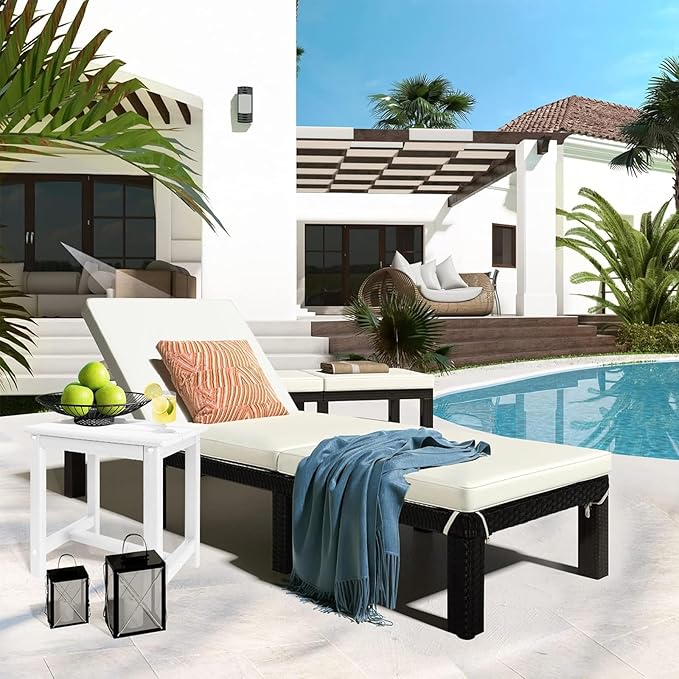 Adirondack Square Side Table,one-Tier Outdoor end Table, Patio Side Table for Pool,Porch,Backyard,Relaxing Companion (White)