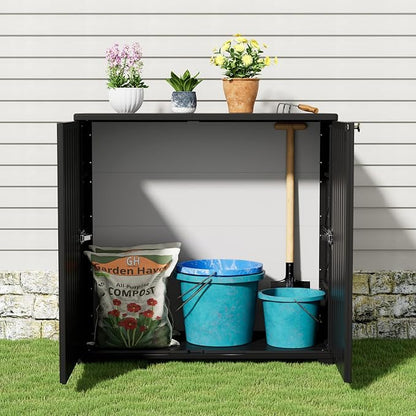 KINYING Outdoor Storage Cabinet Waterproof, 60 Gallon Resin Outdoor Storage Shed - Image 4