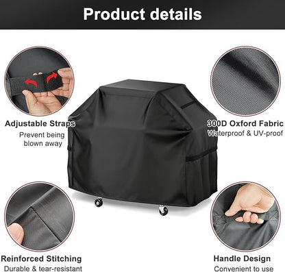 LBTING Grill Cover, 52-inch Heavy Duty 300D Oxford Waterproof Windproof UV Resistant BBQ Gas Grill Cover for Outdoor Barbecue Fit Most Brands Weber, Brinkmann, Char Broil, Holland