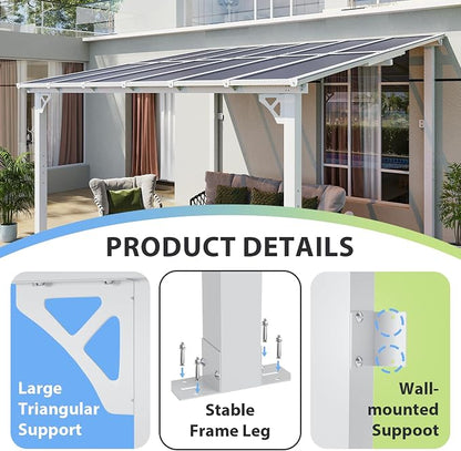 Aoxun 12’x10’ Gazebo with Aluminum Frame & Polycarbonate Panel, Outdoor Patio - Image 3
