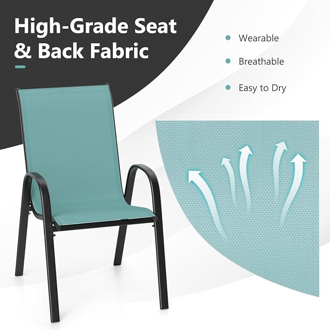 Giantex Set of 4 Stackable Patio Chairs, All Weather Resistant, Breathable & - Image 6
