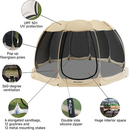 Alvantor Pop Up Screen House Tent, Instant Outdoor Gazebo - Image 4