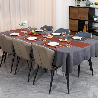 Table Runners 55 Inches Long, Dual-Sided Faux Leather Farmhouse Table Runner Waterproof Heatproof Non-Slip for Living Room Party Home Decor Holiday Decorations(Gray Terracotta, 12 x 55 Inch)