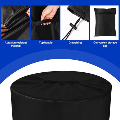 Fire Pit Cover for Ninja Fireside360, 600D Round Oxford Water-Resistant Dust Leaf Proof Firepit Heater Cover Outdoor Protect Accessories Reinforced Handle Drawstring Hem