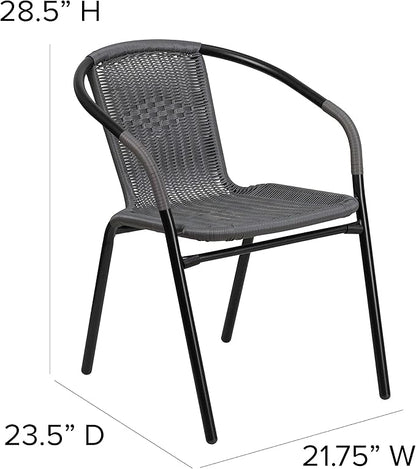 Flash Furniture Lila Modern Rattan Indoor/Outdoor Stackable Dining Chairs - Image 3