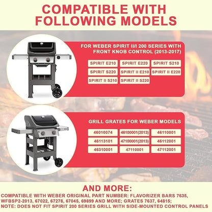 Spirit 200 Grill Grates 7635 Flavorizer Bars for Weber Spirit and GS4 Spirit II 200 Series Grills Spirit E210 S210 E215 E220 S215 S220, Spirit 2 E210 S210 Replacement Parts (Front Mount Controls) 7637
