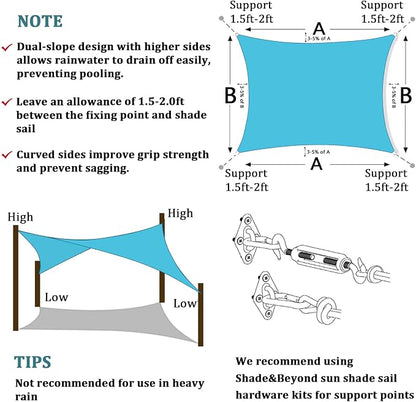 Shade&Beyond 7'x8' Sun Shade Sail Canopy Rectangle, UV Block Breathable Curved - Image 5