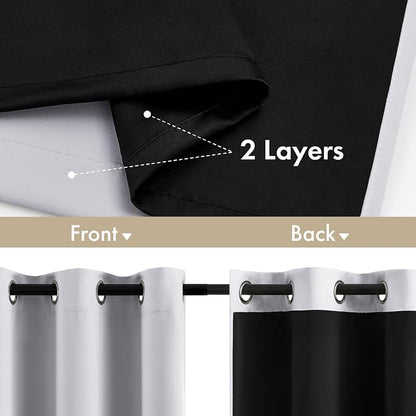 MIULEE Greyish White 100% Blackout Curtains - Image 3