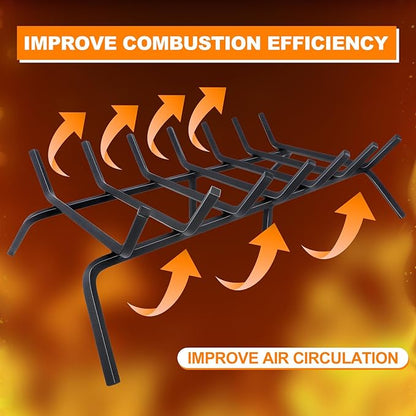 Fireplace Grate,Fireplace Log Holder,30 inch Heavy Duty Solid Cast Iron FIrewood Log Burning Rack for Inside The Fireplace Accessories Outood Fire Pit Kindling Fireplace Tools