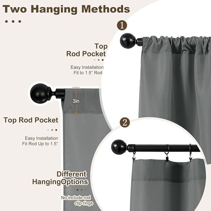Outdoor Curtains for Patio Waterproof Rod Pocket 8 Pcs 54x84 Inch Grey | - Image 3
