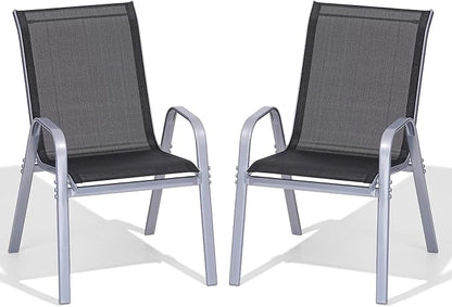 Patio Chairs Set of 2, All Weather Outdoor Dining Chairs | Stackable Dining by Dovov