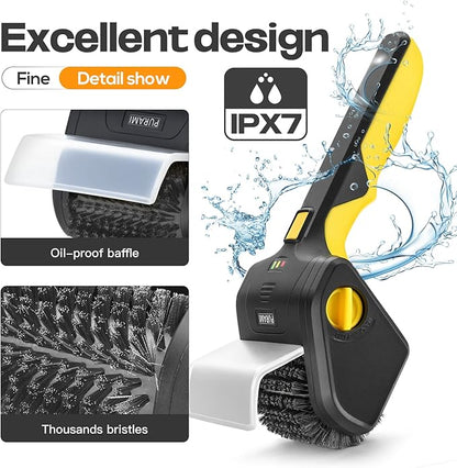 Battery Operated Grill Cleaner PURAMI Wireless Outdoor 360° Rotating Electric Grill Brush, Rechargeable Lithium 8V 700r/min Heavy Duty BBQ Accessories Scrubber