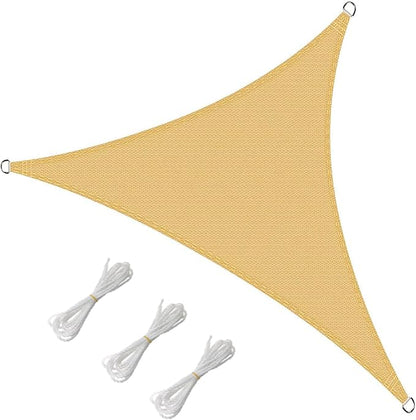 16' x 16' x 16' Triangle Sun Shade Sail, 185 GSM HDPE, Sand | 95% UV block - Image 2