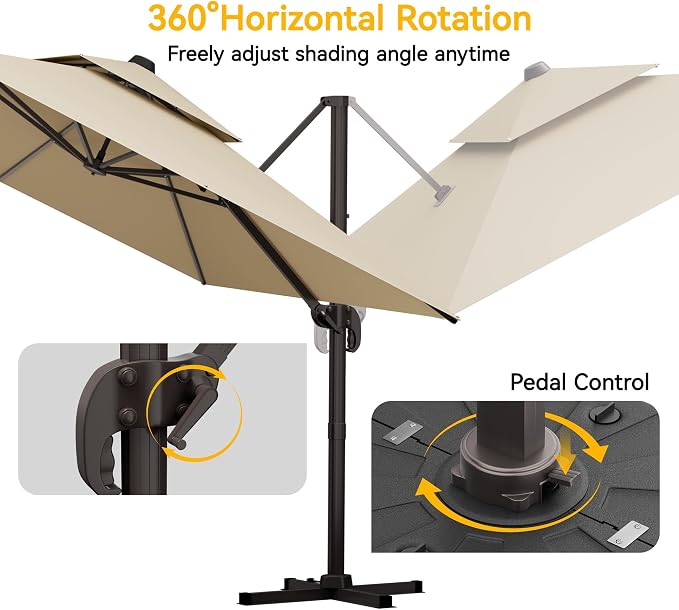 10x13 FT Patio Cantilever Umbrella, Rectangular Heavy Duty Offset Umbrella - Image 4