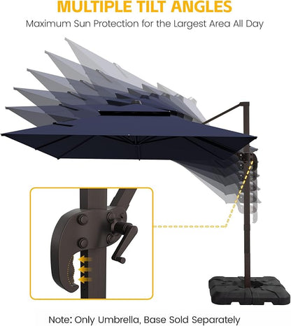 9x12 FT Patio Cantilever Umbrella, Rectangular Heavy Duty Offset Umbrella - Image 8
