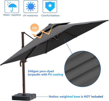 10x13FT Cantilever Outdoor Patio Umbrellas, Double Top Large Rectangle Umbrella - Image 8