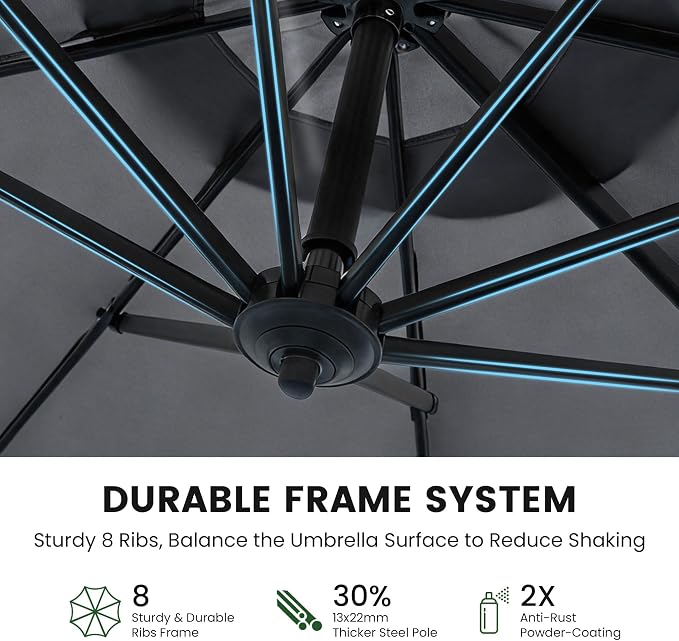 10ft Patio Umbrella with Base Included, Large Cantilever Outdoor Umbrella with - Image 4