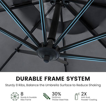 10ft Patio Umbrella with Base Included, Large Cantilever Outdoor Umbrella with - Image 4