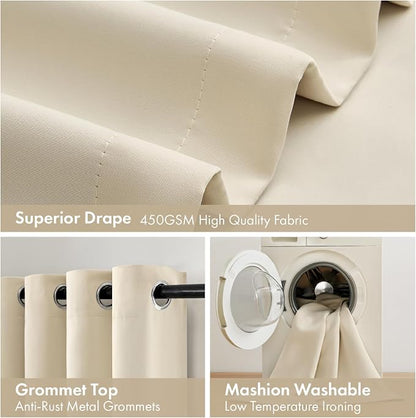 MIULEE Cream Beige 100% Blackout Curtains - Image 7