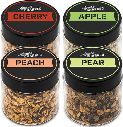 400 Cocktail Smoker Wood Chips Fruit 4 Pack – Apple, Cherry, Peach, Pear – Whiskey Smoker Wood Chips for BBQ, Bourbon & Cocktail Smoker Kit