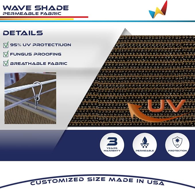 Windscreen4less 3' x 5' Retractable Sun Shade Canopy Cover Sliding Wave Shade - Image 3