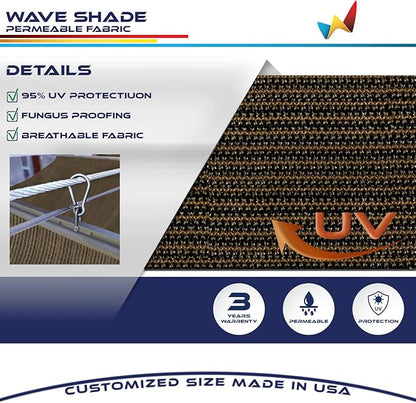Windscreen4less 3' x 15' Retractable Sun Shade Canopy Cover Sliding Wave Shade - Image 3