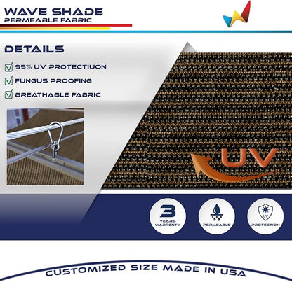 Windscreen4less 7' x 27' Retractable Sun Shade Canopy Cover Sliding Wave Shade - Image 3
