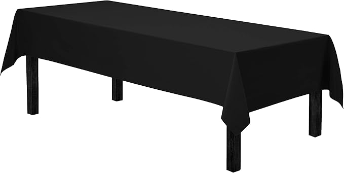 Gee Di Moda Rectangle Tablecloth - 60 x 102 Inch Black Table Cloth for 6 Foot Rectangle Tables - Heavy Duty Washable Fabric - for Holiday Party, Dinner, Weddings, Baby Shower & Events