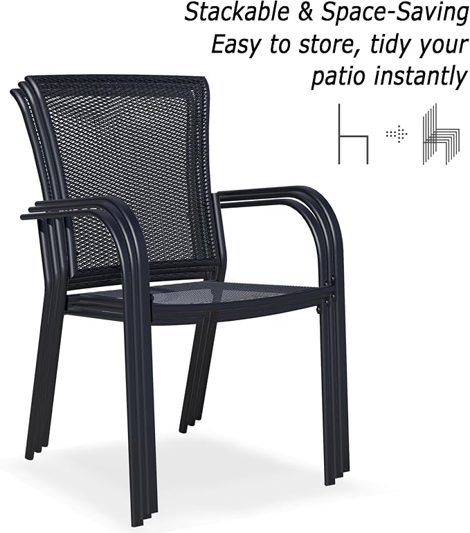 Patio Dining Chairs Set of 4, Metal Mesh Patio Furniture Set - Image 4