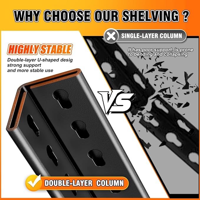 46''W Garage Shelving, AdjustableTall Heavy Duty Shelving, 5T Garage Shelves - Image 5