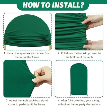 MODFUNS Set of 3 Arch Backdrop Cover 6&6.6&7.2ft Spandex Arch Cover Dark Green Biege Sage Backdrop Stand Covers Stretchy Arch Covers for Wedding Bridal Baby Shower Banquet Arch Supplies