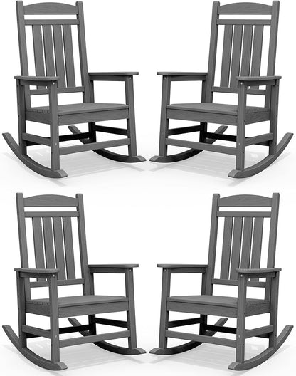 SERWALL Outdoor Rocking Chair Set of 4, Oversized Patio Rocking Chair, Porch by SERWALL