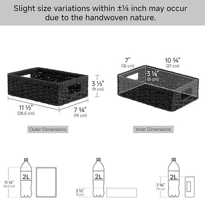 StorageWorks Small, Pantry Baskets, Wicker Storage Baskets for Organizing, Shelves, Pantry Organizers and Storage, Black, 2-Pack