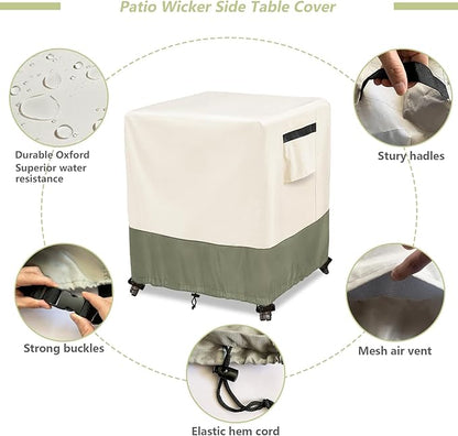Outdoor Ottoman Cover 22 W x 22 D x 18 H inches,600D Heavy Duty Waterproof Patio Ottoman Cover,Patio End Table Covers