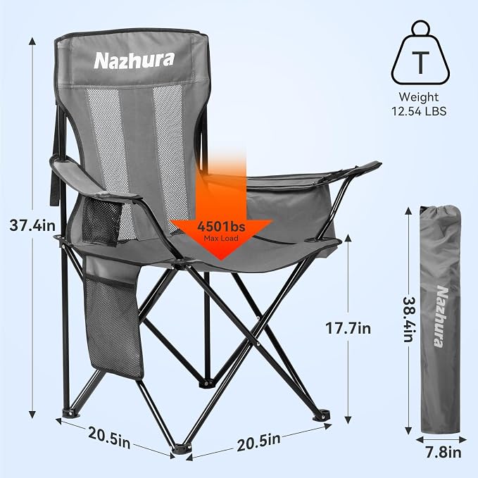 Nazhura 2 Pack Outdoor Camping Chairs Folding/Foldable/Portable - Image 3