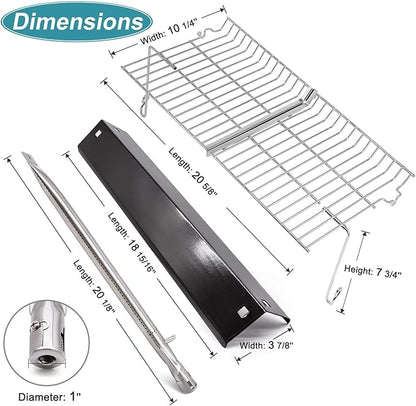 Criditpid Grill Replacement Parts for Chargriller 5050, 5650, 3001, 5072, 3008, Grill Grates, Heat Plate Tent, Burners, Hanger Bracket, Igniter and Warming Rack for Char Griller 5650 Replacement Parts