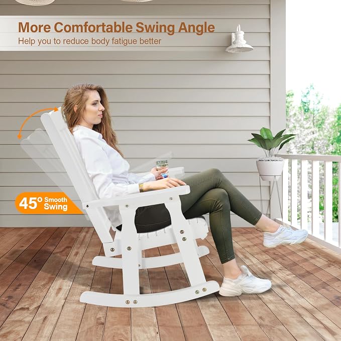 VINGLI Outdoor Rocking Chair Set of 2, Heavy Duty 600 LBS Rocker, Weatherproof - Image 4